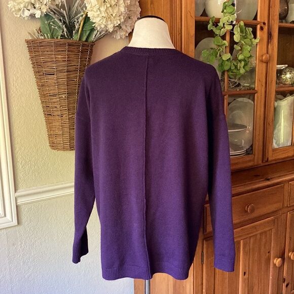 J Jill Pullover Cotton Blend Crewneck Long Sleeve Purple Sweater Size Medium - Picture 5 of 13